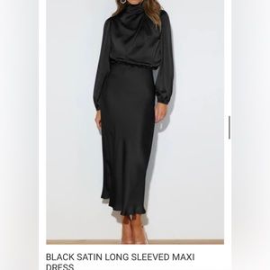 Black satin long sleeve dress